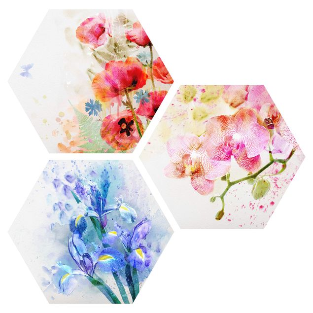 Floral canvas Watercolour Flower Trio