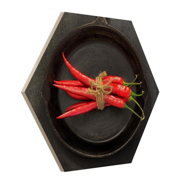 Herb prints Red Chili Bundles In Pan On Slate