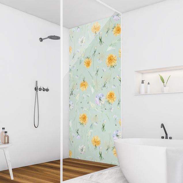 Shower wall cladding - Watercolour Dandelion