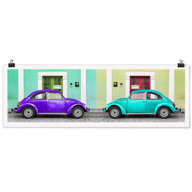 Prints modern Beetles Purple Turquoise