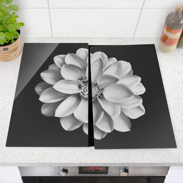Stove top covers flower Dahlia Black And White