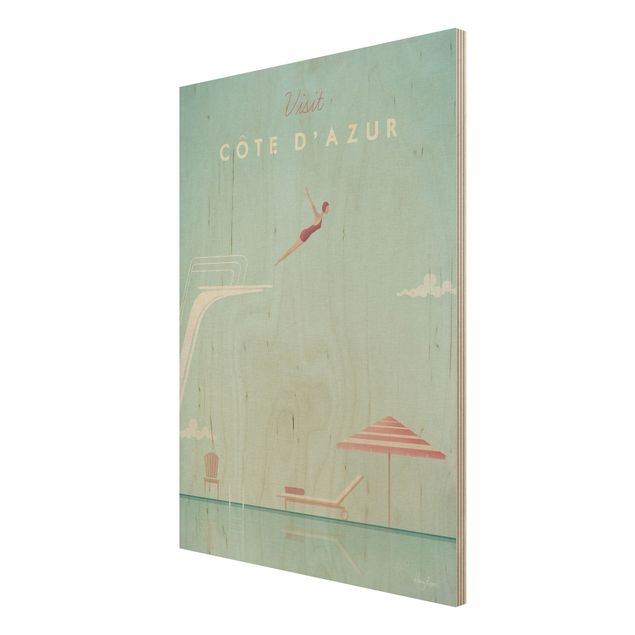 Wood prints beach Travel Poster - Côte D'Azur