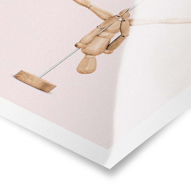 Pink wall art Pole Dance With Wooden Figure