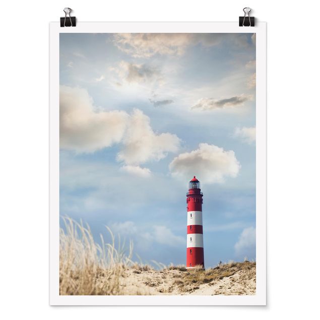 Sea prints Lighthouse Between Dunes