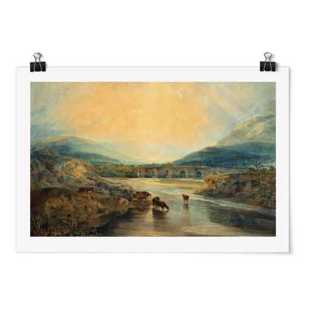 Mountain art prints William Turner - Abergavenny Bridge, Monmouthshire: Clearing Up After A Showery Day