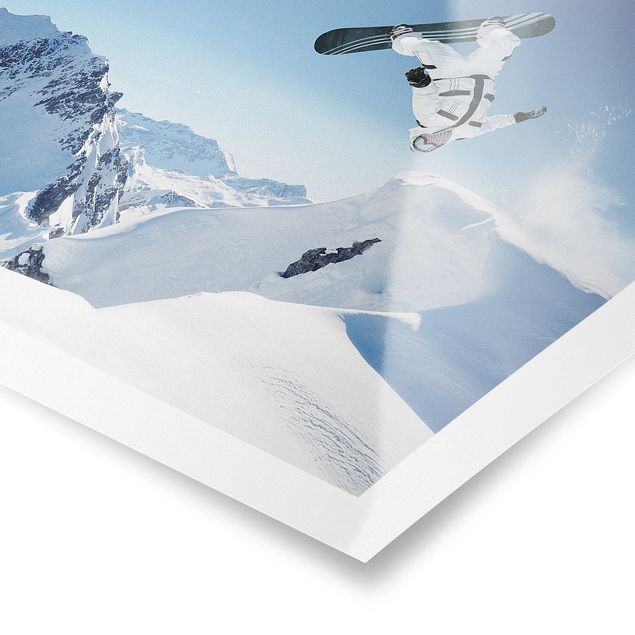 Poster print Flying Snowboarder