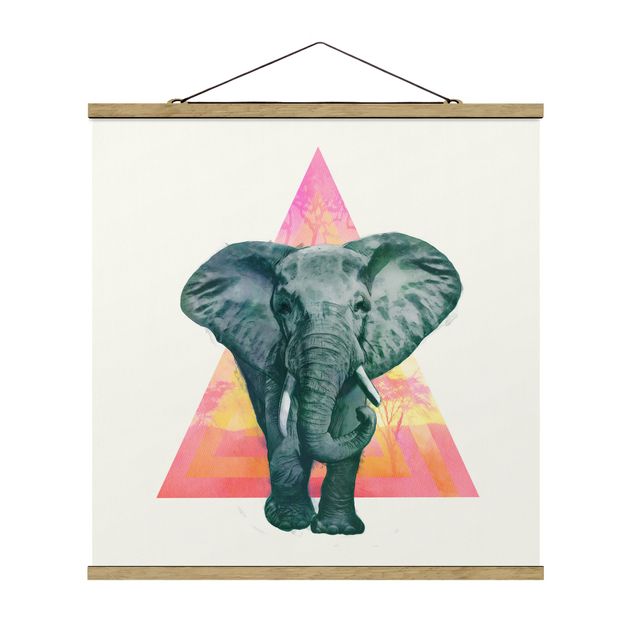 Animal wall art Illustration Elephant Front Triangle Painting