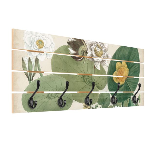 Wall mounted coat rack Vintage Board White Water-Lily