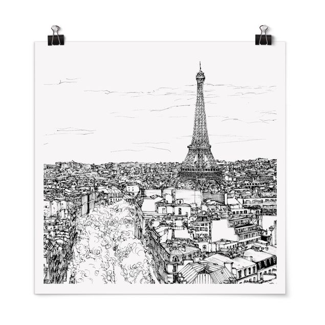 Black and white poster prints City Study - Paris