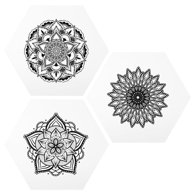 Prints patterns Mandala Flower Sun Illustration Set Black And White
