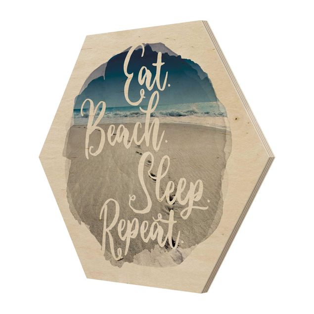 Wood prints WaterColours - Eat.Beach.Sleep.Repeat.
