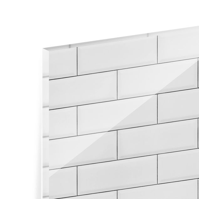 Glass Splashback - White Ceramic Tiles - Panoramic