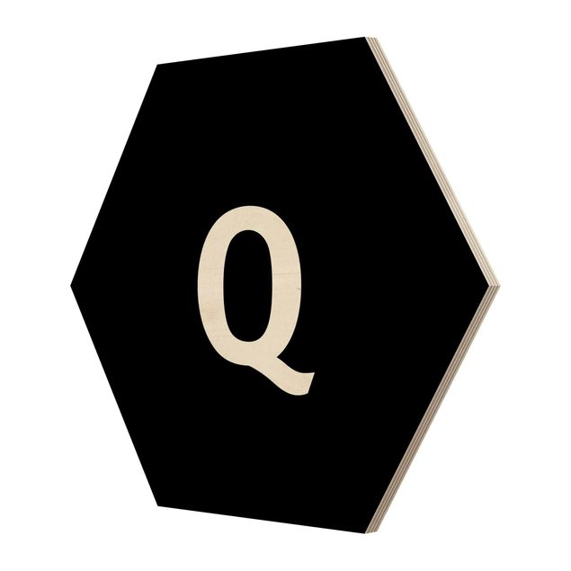 Wooden hexagon - Letter Black Q