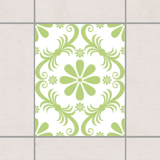 Kitchen Flower Design White Spring Green