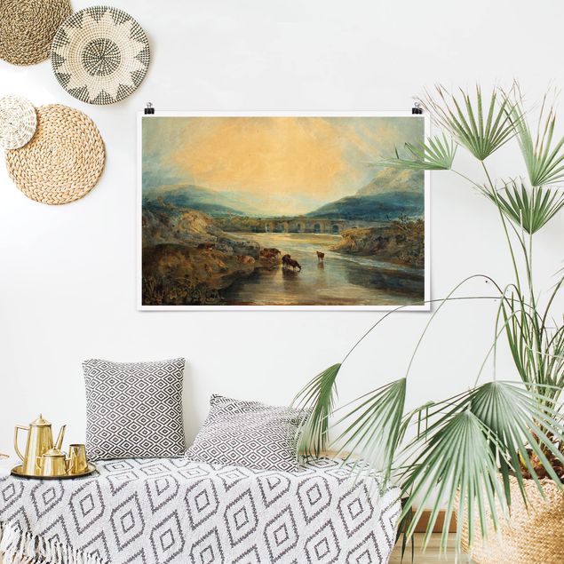 Landscape canvas prints William Turner - Abergavenny Bridge, Monmouthshire: Clearing Up After A Showery Day