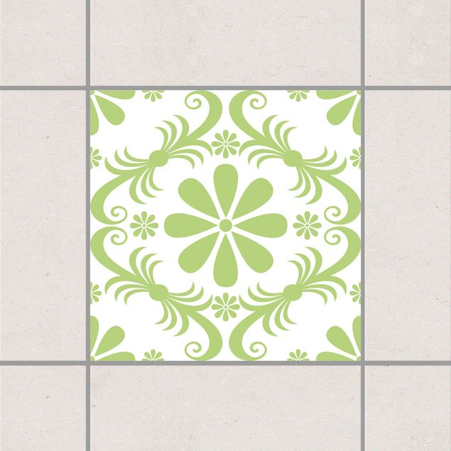 Kitchen Flower Design White Spring Green