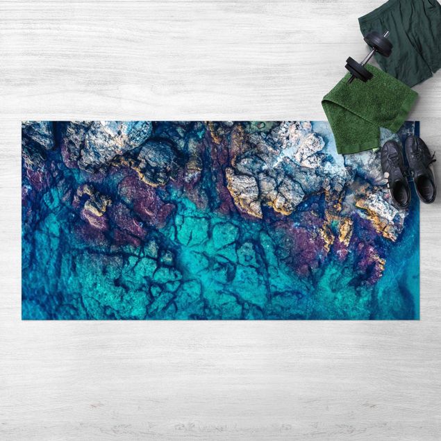 Outdoor rugs Top View Colourful Rocky Coastline
