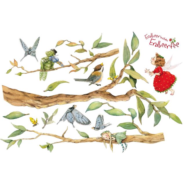 Wall stickers forest Little Strawberry Strawberry Fairy - With Tree Fairy And Hay Horse Set