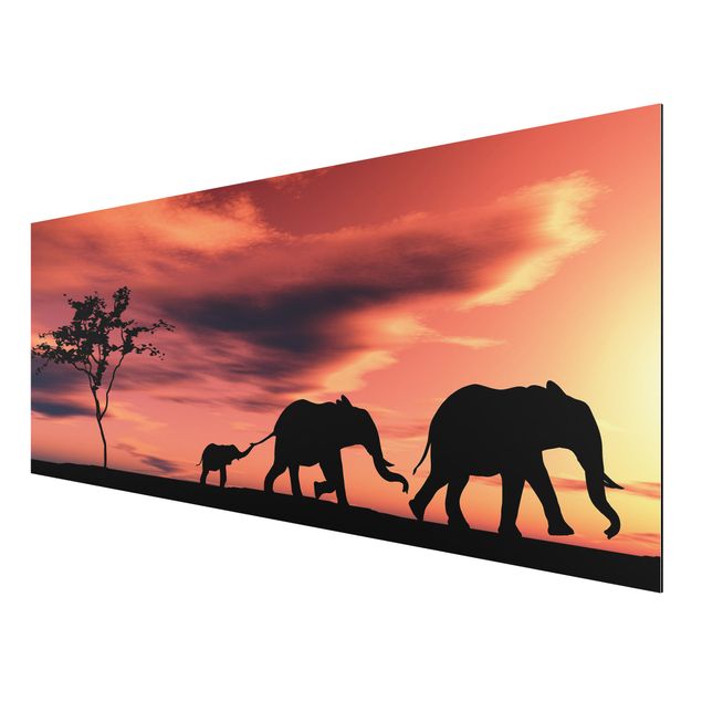 Landscape wall art Savannah Elephant Family