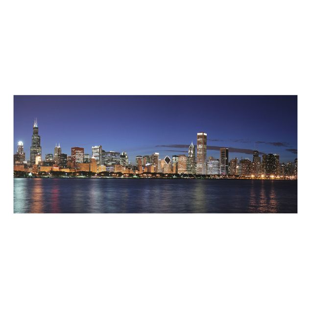 Contemporary art prints Chicago Skyline At Night