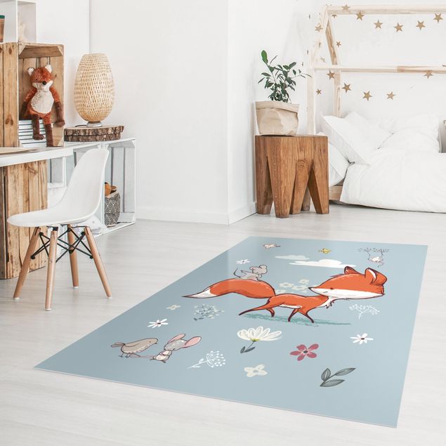 outdoor balcony rug Fox And Mouse Travelling