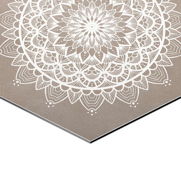 Hexagonal prints Mandala Illustration Shabby Set Beige White