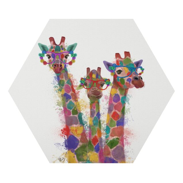 Forex prints Rainbow Splash Giraffe Trio