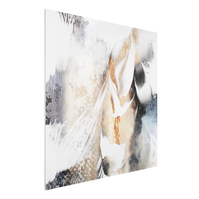 Art posters Golden Abstract Winter Painting