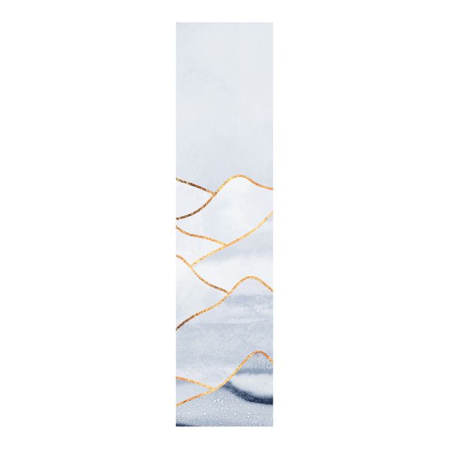 Sliding panel curtains patterns Watercolour Mountains White Gold