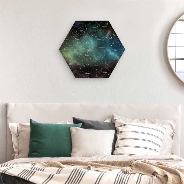 Wood prints sayings & quotes Stellar Constellation Map Galactic Nebula