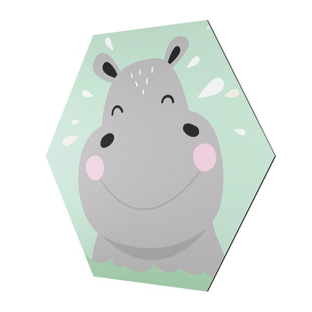 Grey canvas art The Happiest Hippo