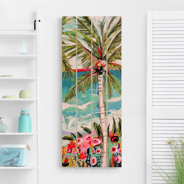 Kitchen Palm Tree With Pink Flowers II
