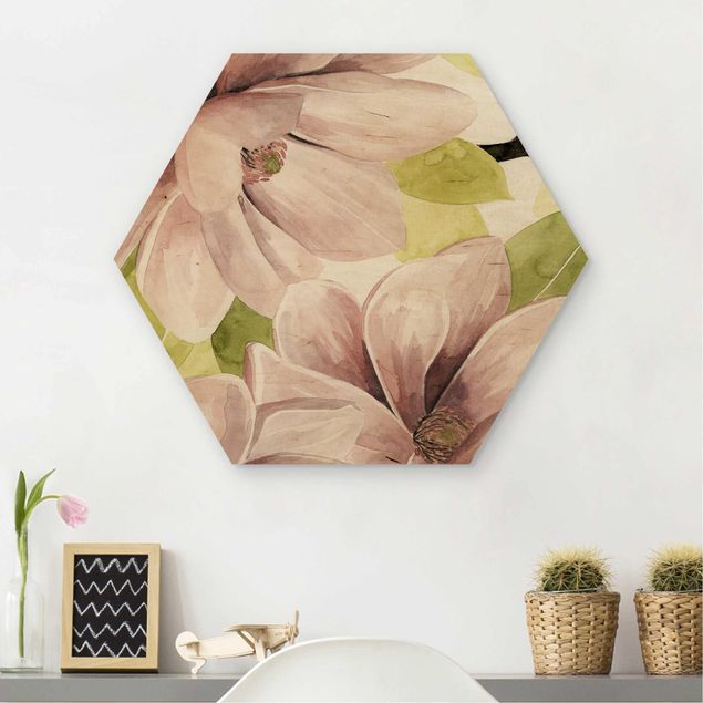 Wood prints flower Magnolia Blushing II