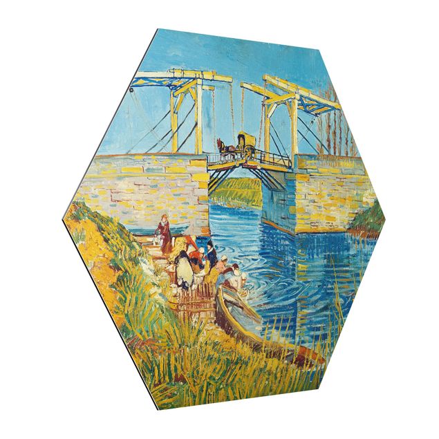 Art style post impressionism Vincent van Gogh - The Drawbridge at Arles with a Group of Washerwomen