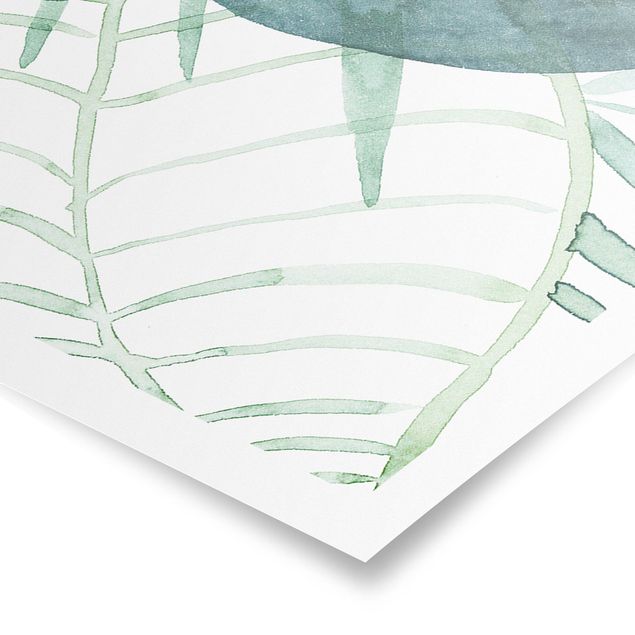 Green art prints Palm Fronds In Water Color II