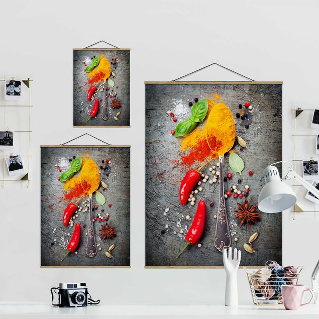 Fabric print with posters hangers Spoon With Spices