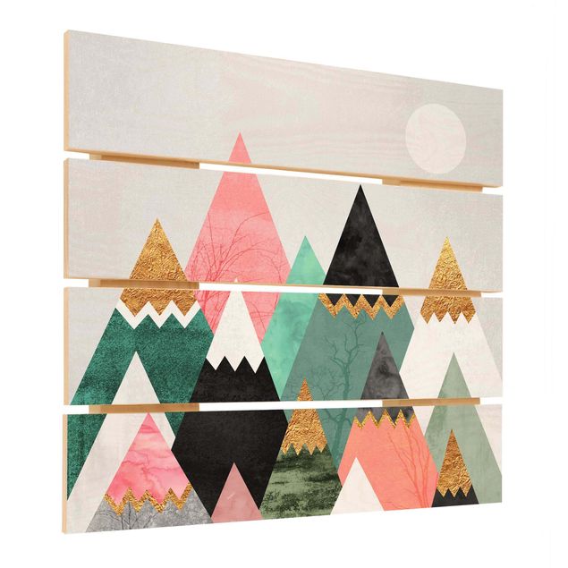 Prints Triangular Mountains With Gold Tips