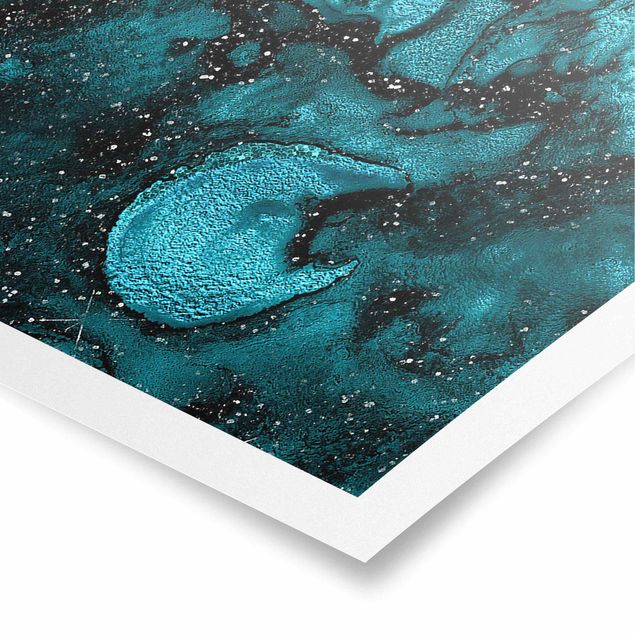 Wall art turquoise Turquoise Drop With Glitter