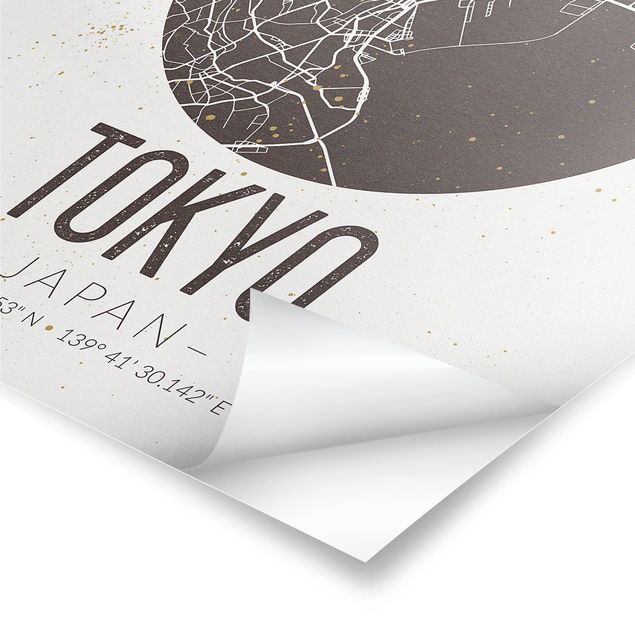 Prints brown Tokyo City Map - Retro