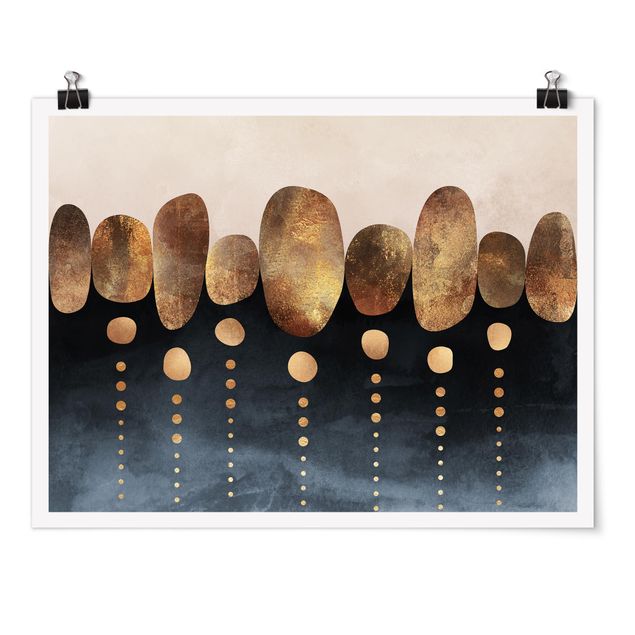 Abstract art prints Abstract Golden Stones