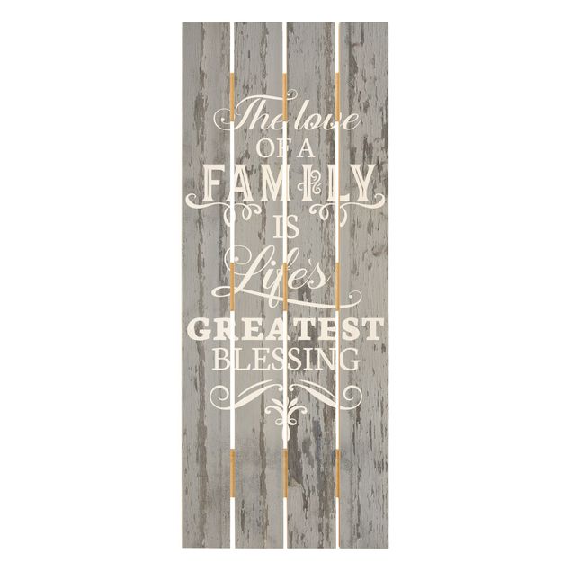 Prints on wood Shabby Wood - Family Is