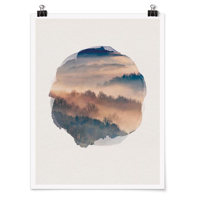 Modern art prints WaterColours - Mist At Sunset