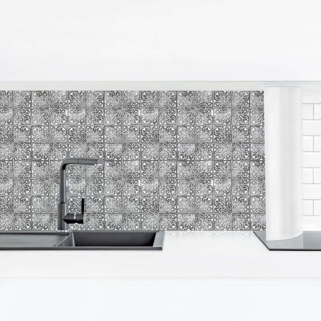 Kitchen splashback black and white Vintage Pattern Spanish Tiles