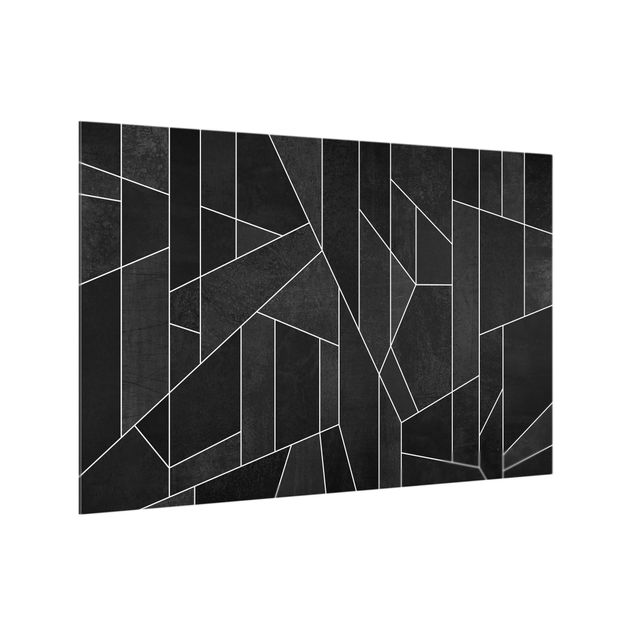 Glass splashback art print Black And White Geometric Watercolor