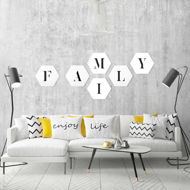 Quote wall art Letters FAMILY Black Set II