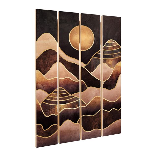 Wood prints Golden Sun Abstract Mountains