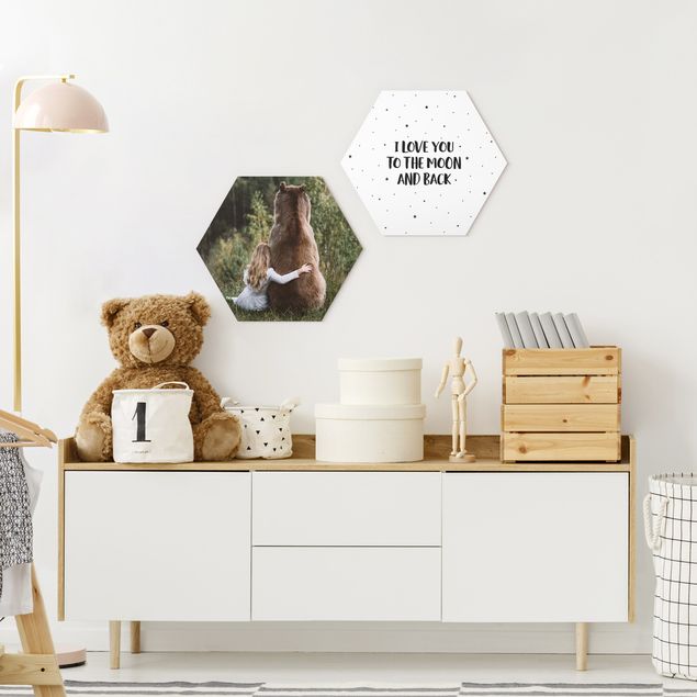 Animal canvas Girl With Brown Bear - I Love You