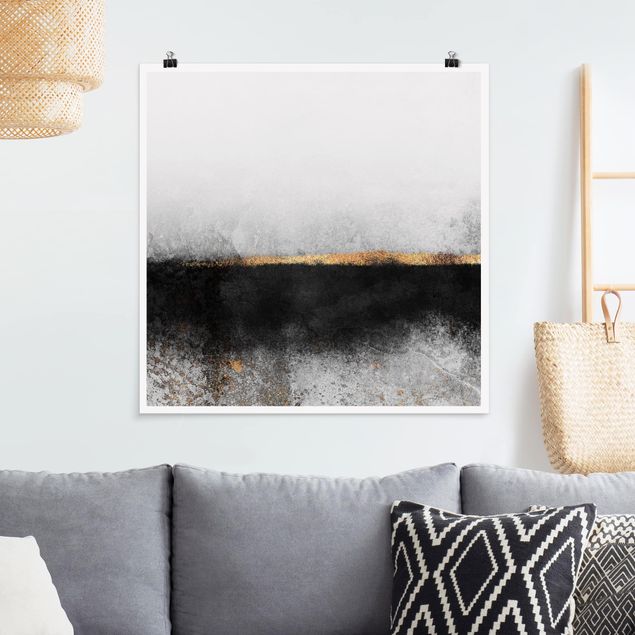Canvas art Abstract Golden Horizon Black And White