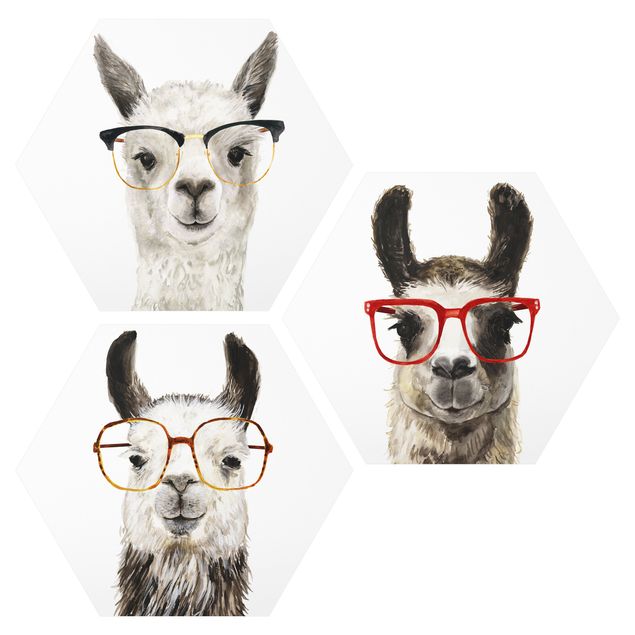 Contemporary art prints Cool IIlamas With Glasses Set I