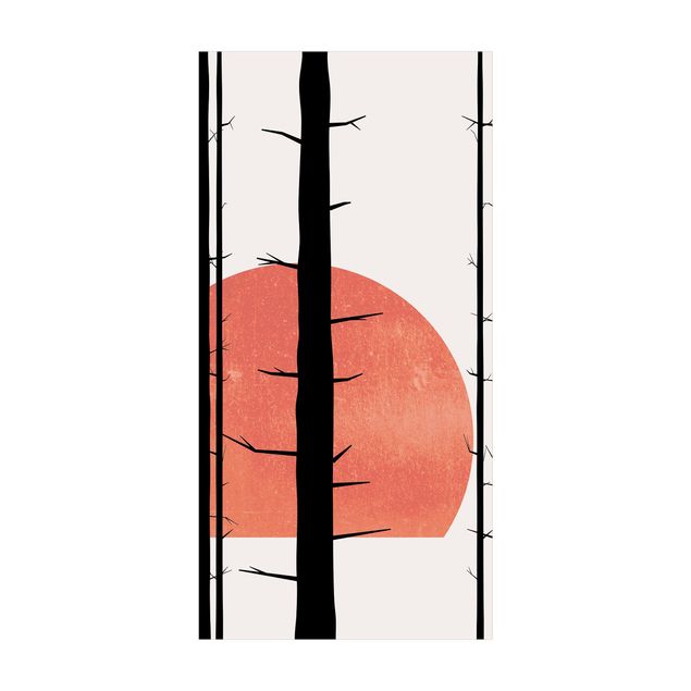 contemporary rugs Red Sun In The Enchanted Forest